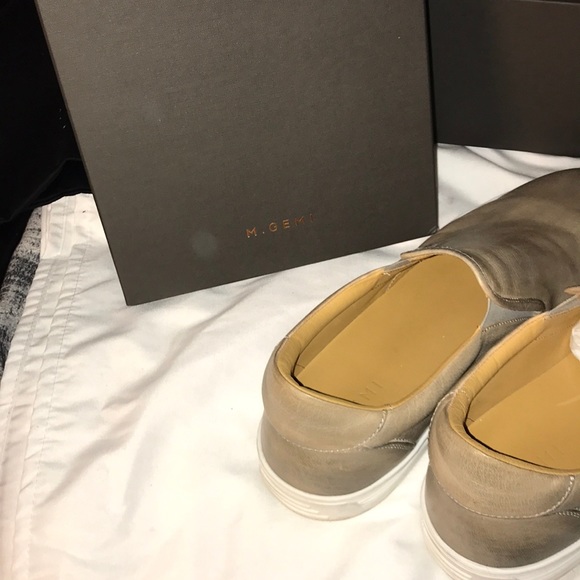 M. Gemi Leather Handmade Slip On Shoes Gray 11.5 main image 4